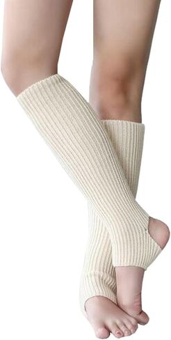 جوارب JUCHYDii الأنيقة المترهلة، جوارب طويلة مضلعة بدون أصابع لليوجا والرقص والباليه in Kuwait