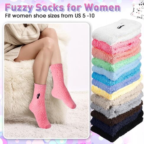 Liitrsh Women Fuzzy Slipper Socks Bulk Animal Microfiber Soft Warm Socks Plush Cute Fluffy Sleeping Sock for Women in Saudi Arabia
