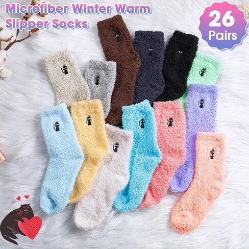 Liitrsh Women Fuzzy Slipper Socks Bulk Animal Microfiber Soft Warm Socks Plush Cute Fluffy Sleeping Sock for Women in Saudi Arabia