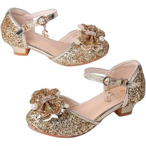 JOYKIDDIE Princess Shoes Glitter-Girl Dress Shoes for Toddler Little Kid Round Toe with Bow,1.2" Low Heel for Wedding Christmas Party Father-Daughter Dance in Saudi Arabia