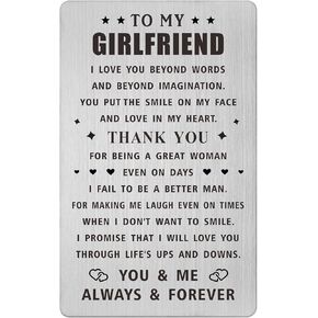 Emideary I Love You Gifts - Sweet Love Notes Cards - When I Say I Love You More Engraved Wallet Card - Valentines Day Metal Gift for Him Men Women Her