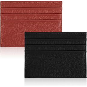 DSLSQD 2 Pack Slim Minimalist Wallet, RFID Blocking Credit Card Holder for Men Women Leather Card Holder with 6 Card Slots and 1 Pockets Front Pocket Wallets Card Cases & Money Organisers in Kuwait