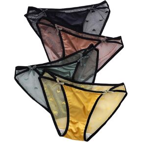 YIZRFU Women Underwear Bikini Low Rise Thongs Seamless Cheeky Panties Sexy Lace Women Panty Bikini Sexy Briefs 4 Pack