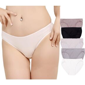Women 5Pairs Pure Natural Silk Panties Very Soft Thin Briefs Breathable Smooth Healthy Bikini Underwear in Kuwait