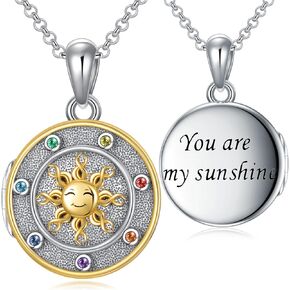 SIMONLY Locket Necklace Customize Photo 925 Sterling Silver Sun Chakra Daughter Necklace from Dad Best Friends Gifts for Women Men Girlfriend in Kuwait