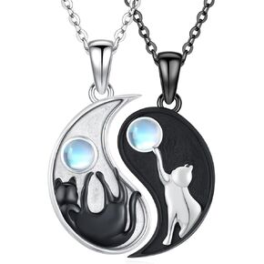 Cuoka Elephant/Cat Matching Necklace 925 Sterling Silver Yin Yang Cat Friendship Pendant Necklace,Dainty Elephant Family Matching Pendant Necklace Jewelry Women Mother Daughter