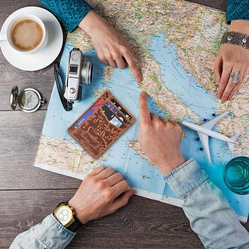 Valenchi - محفظة RFID بجيب أمامي صغير للرجال والنساء مع فتحات متعددة للبطاقات، وجيب للملاحظات ونافذة لبطاقة الهوية (زهرة الكونياك العتيقة) in Kuwait