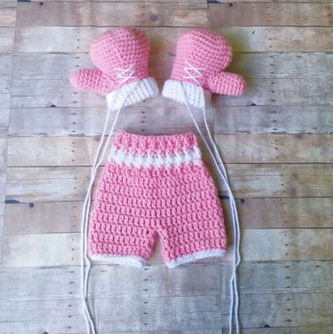 Newborn Photography Props Baby Boy Crochet Boxing Newborn Picture Outfit in Saudi Arabia