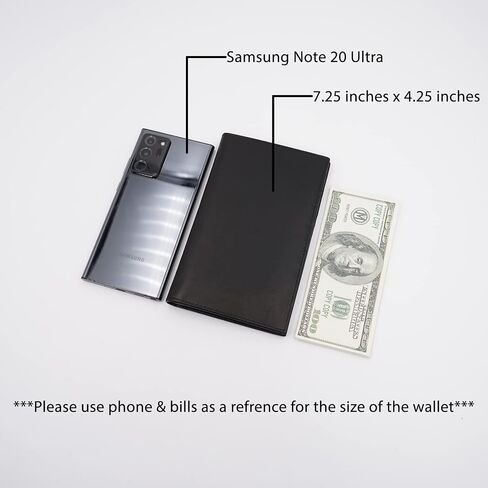 AG Wallets RFID Leather Slim Wallet for Men & Women - Long Compact Bifold Wallet Holds up to 20 Cards, 1 ID & 2 Bill Compartments - Cowhide Leather Zipper Wallet with RFID Protection - Black in Saudi Arabia
