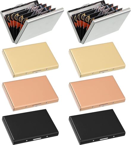 8 Pcs RFID Stainless Steel Business Card Holder with 6 Slots Slim Credit Card Holder Wallet ID Card Metal Wallet Metal Credit Card Case for Men Women Gift ID Index Card Protector Travel Work Package in Saudi Arabia