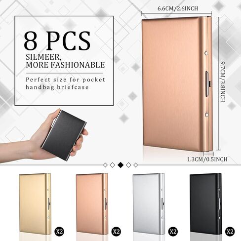 8 Pcs RFID Stainless Steel Business Card Holder with 6 Slots Slim Credit Card Holder Wallet ID Card Metal Wallet Metal Credit Card Case for Men Women Gift ID Index Card Protector Travel Work Package in Saudi Arabia