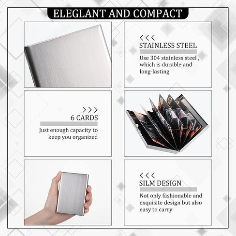 8 Pcs RFID Stainless Steel Business Card Holder with 6 Slots Slim Credit Card Holder Wallet ID Card Metal Wallet Metal Credit Card Case for Men Women Gift ID Index Card Protector Travel Work Package in Saudi Arabia