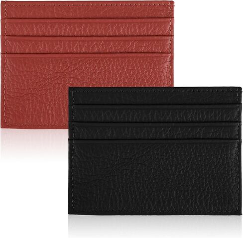 DSLSQD 2 Pack Slim Minimalist Wallet, RFID Blocking Credit Card Holder for Men Women Leather Card Holder with 6 Card Slots and 1 Pockets Front Pocket Wallets Card Cases & Money Organisers in Kuwait