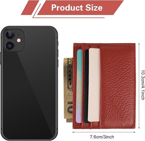 DSLSQD 2 Pack Slim Minimalist Wallet, RFID Blocking Credit Card Holder for Men Women Leather Card Holder with 6 Card Slots and 1 Pockets Front Pocket Wallets Card Cases & Money Organisers in Kuwait