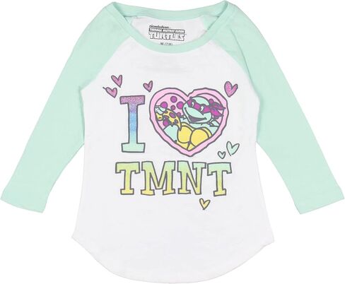 Teenage Mutant Ninja Turtles Girls' I Love TMNT Kids Raglan Tee Shirt in Saudi Arabia
