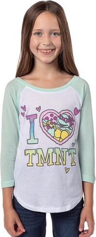 Teenage Mutant Ninja Turtles Girls' I Love TMNT Kids Raglan Tee Shirt in Saudi Arabia