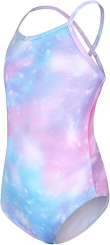 iLover Girls Sparkle One Piece Swimsuits Crossback Swimwear Beach Bathing Suit with Adjustable Strap 4-10 Years in Saudi Arabia