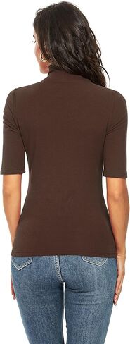 Womens Short Sleeve Mock Turtleneck Business Casual Tops Slim Fitted Plain Tee Shirts in Saudi Arabia