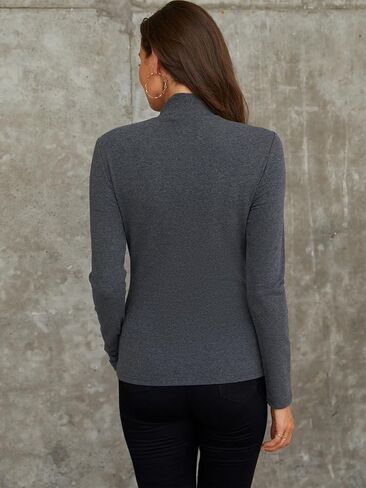 Womens Short Sleeve Mock Turtleneck Business Casual Tops Slim Fitted Plain Tee Shirts in Saudi Arabia