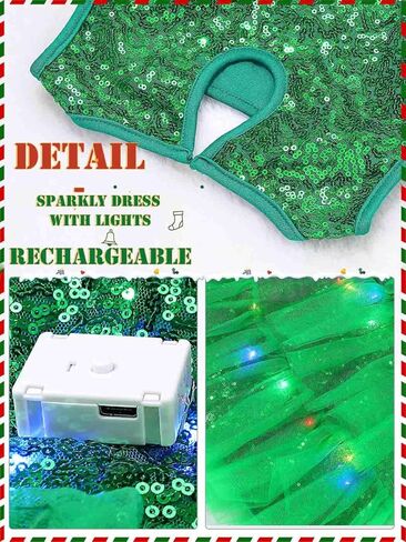 TWINKLEDE Girls Tutu Dress Christmas Dresses Sparkly Tulle Costume Green Costume Skrits Christmas Party Skirt for Kids in Kuwait