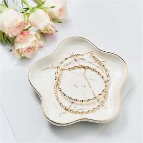 Ring Holder for Jewelry Jewelry Tray Ring Dish Jewelry Holder Trinket Dish Ceramic Dish for Ring Earring Necklace Bracelet Watch Keys Christmas Gifts Friends Sisters Daughter Mother Gift 4.5 In Black in Kuwait