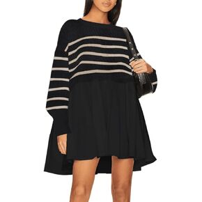Womens Oversized Sweater Dress 2023 Trendy Long Sleeve Crewneck Pullover Tops Relaxed Fit Sweatshirts Mini Dresses