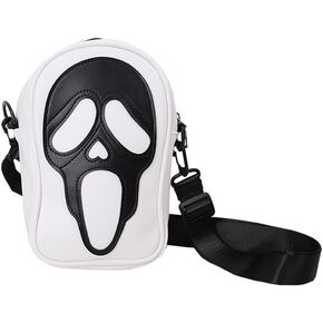 OXYPLAY Gothic Skull Face Crossbody Bag For Women Men Cosplay,Halloween Goth Ghost Shoulder Bag,PU Leather Small Phone Purse