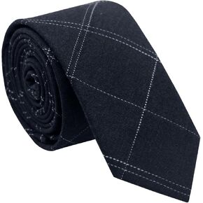 Mantieqingway Skinny Ties for Men 2.56" Cotton Neckties Striped Plaid Ties for Groom Groomsmen Wedding Party Christmas