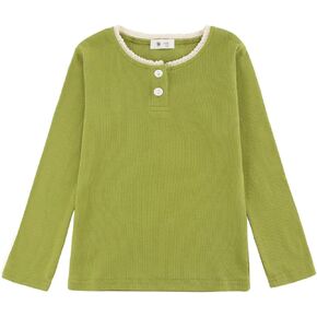 قميص Henley بأكمام طويلة للفتيات الصغيرات، بلوفر برقبة دائرية للفتيات in Kuwait