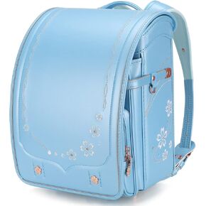 حقيبة ظهر IwaiLoft Ransel Randoseru حقيبة مدرسية أوتوماتيكية حقيبة مدرسية يابانية زهر الكرز ساكورا تطريز PU حقيبة كتب للفتيات (أسود) in Kuwait