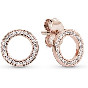 PANDORA Forever Stud Earrings - Great Gift for Her - Stunning Women's Earrings - 14k Rose Gold & Cubic Zirconia in Saudi Arabia