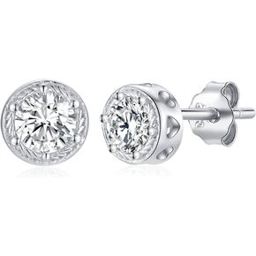 Presentski Dainty Birthstone Earrings Studs 925 Sterling Silver Birthstones Crystal Gemstone Studs Earrings Birthday Gift for Women Girls(with Gift Box)