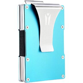 محفظة RFID معدنية من الألمنيوم بتصميم مصغر للنساء والرجال مقاومة للسرقة ، أزرق سحب للخارج تصميم مريح حامل بطاقة الائتمان in Kuwait