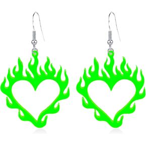 Punk Lightweight Acrylic Hollow Flame Heart Dangle Drop Earrings for Women Girls Unique Charm Flame Love Heart Earrings Jewelry Gift in Saudi Arabia
