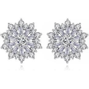 White Gold Plated Sun Flower Marquise Cubic Zirconia Crystal Chandelier Swarovski Elements Crystal Rhinestone Stud Earrings Fashion Jewelry for Women Girls in Kuwait