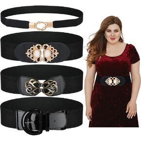 Xtinmee 4 Pieces Plus Size Waist Belts for Women Wide Stretchy Elastic Vintage Belt for Dresses Decor Accessories in Kuwait