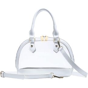 KKXIU Elegant Clear Crossbody Satchel Purse and Handbag Stadium Approved Vegan Leather Concert Bag for Women and Teen Girls