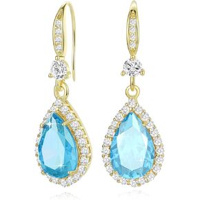 Diamond Dangle Earrings for Women Silver/Gold Plated Rhinestone Drop Chandelier Dangling Teardrop Earring Set Birthstone Wedding Costume Jewelry Gift for Women in Kuwait
