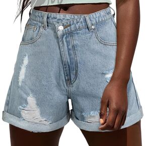 Women's Juniors Crisscross Jean Shorts - High Waisted Stretchy Denim Shorts Casual Summer Clothes Hot Shorts(XS-XL) in Kuwait