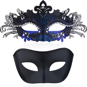 Sprfragrance Couple Masquerade Mask for Women Venetian Halloween Half Mask Mardi Gras Mask for Men and Women