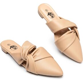 Trary Women's Flats Mules, Pointed Toe Backless Loafers Women Shoes, Mules for Women Flats Comfortable, Cute Flats for Women, Slip on Womens Mules, Office Shoes for Women, Business Casual Shoes