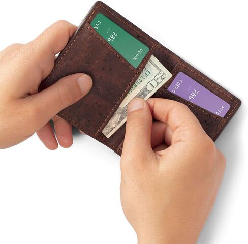 Corkor Slim Wallet for Men, RFID Safe, Vegan Non Leather, Bi-fold Cards Cash in Kuwait