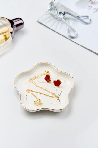 Ring Holder for Jewelry Jewelry Tray Ring Dish Jewelry Holder Trinket Dish Ceramic Dish for Ring Earring Necklace Bracelet Watch Keys Christmas Gifts Friends Sisters Daughter Mother Gift 4.5 In Black in Kuwait