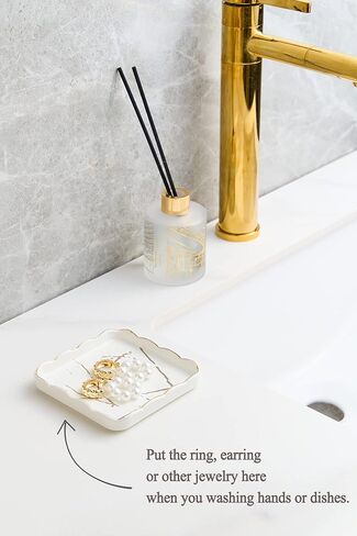 Ring Holder for Jewelry Jewelry Tray Ring Dish Jewelry Holder Trinket Dish Ceramic Dish for Ring Earring Necklace Bracelet Watch Keys Christmas Gifts Friends Sisters Daughter Mother Gift 4.5 In Black in Kuwait