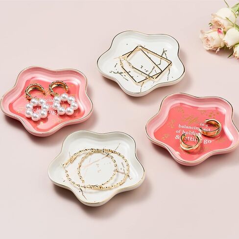 Ring Holder for Jewelry Jewelry Tray Ring Dish Jewelry Holder Trinket Dish Ceramic Dish for Ring Earring Necklace Bracelet Watch Keys Christmas Gifts Friends Sisters Daughter Mother Gift 4.5 In Black in Kuwait