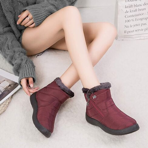 XIANV Womens Snow Boots Winter Anti-Slip Waterproof Ankle Warm Fur Lined House Shoes in Kuwait