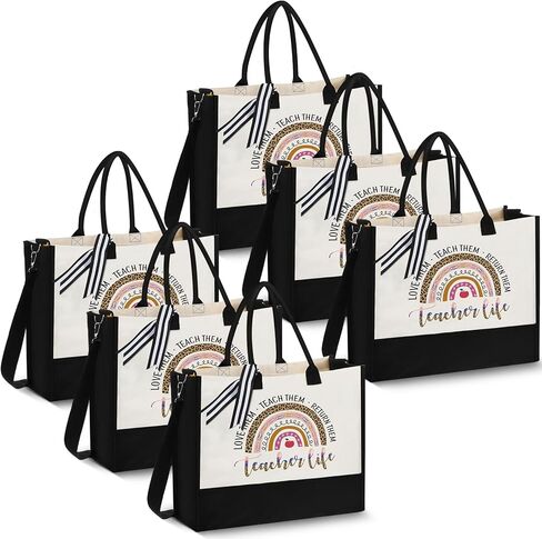 Talltalk 6 Pcs Teacher Appreciation Gifts Teacher Tote Bag School Teacher Gifts for Women School Christmas Birthday Gifts in Saudi Arabia