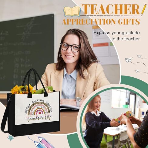 Talltalk 6 Pcs Teacher Appreciation Gifts Teacher Tote Bag School Teacher Gifts for Women School Christmas Birthday Gifts in Saudi Arabia