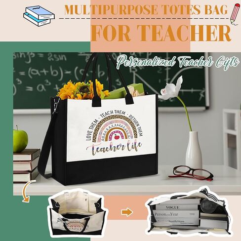 Talltalk 6 Pcs Teacher Appreciation Gifts Teacher Tote Bag School Teacher Gifts for Women School Christmas Birthday Gifts in Saudi Arabia