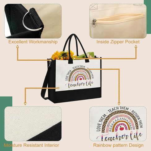 Talltalk 6 Pcs Teacher Appreciation Gifts Teacher Tote Bag School Teacher Gifts for Women School Christmas Birthday Gifts in Saudi Arabia